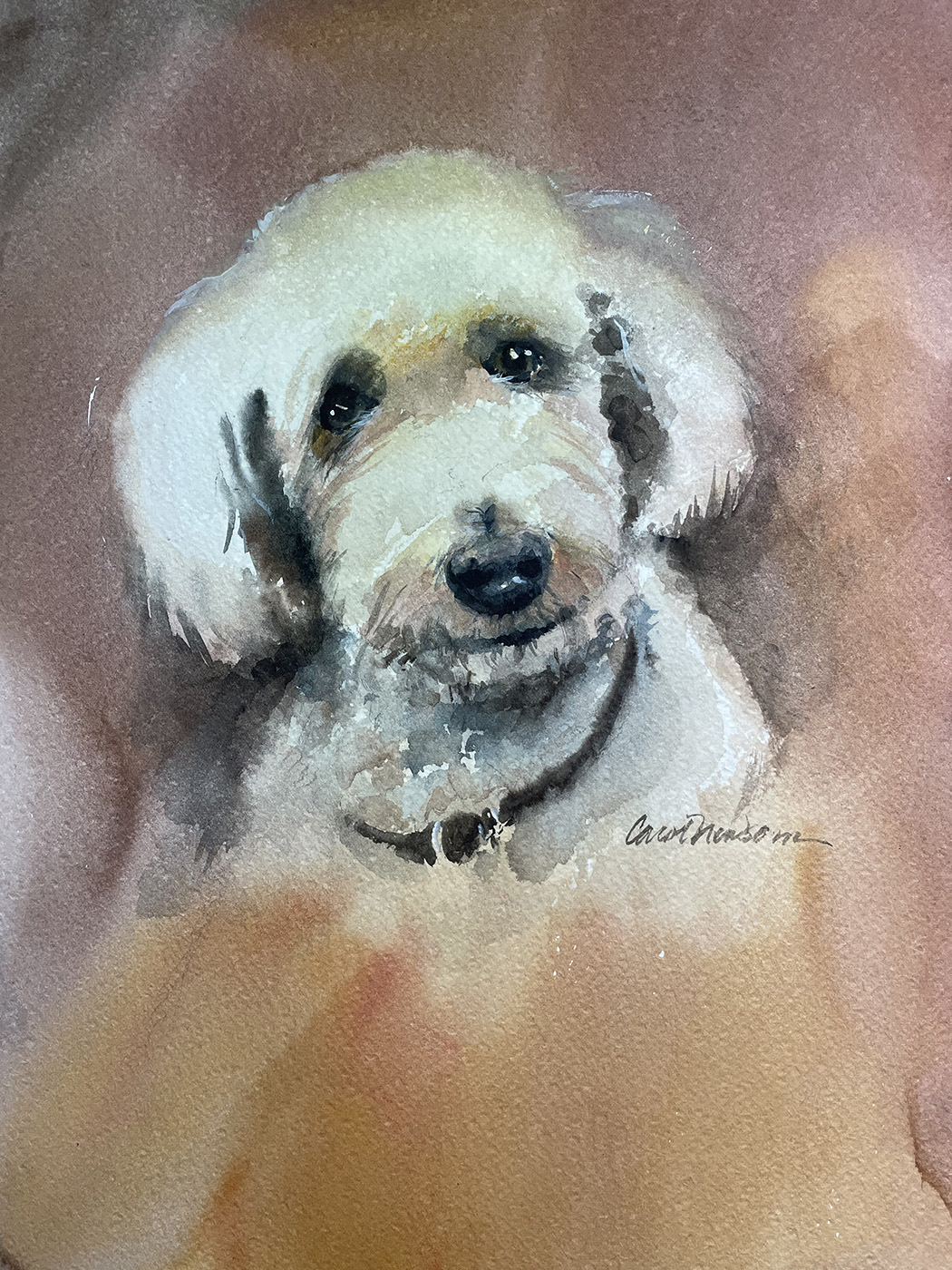 Max is a standard Poodle and so much fun to paint. SOLD